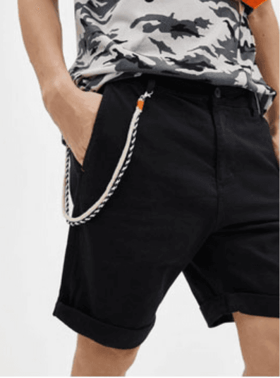 Black-Leaf Print Tie Waist Shorts